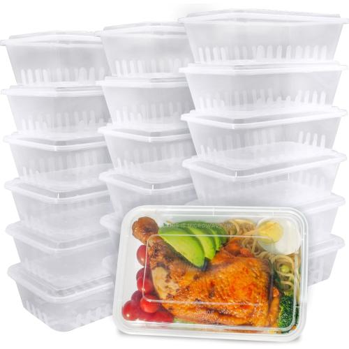 Set of 100  Size 24oz Disposable Food Containers, Meal Prep Food Reusable Plastic Bento Lunch Box with Lid, BPA Free, Microwave/Freezer/Dishwasher Safe Bento Soups Box