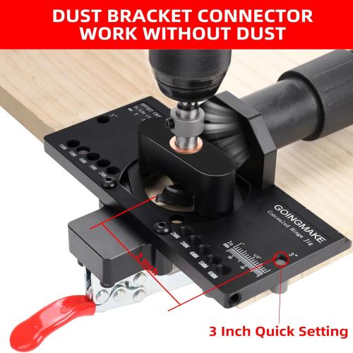 Metal Concealed Hinge Jig with Quick Clamp and Dust Vacuum Adapter - 35mm Cabinet Hinge Drilling Jig for Woodworking Door Cabinet Hinges Mounting Tool