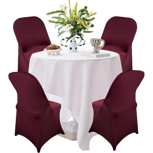 40PCS Spandex Folding Waterproof Chair Covers for Party,Burgundy | Wedding Universal Fitted Chair Cover Protector,Stretch Folding Chair Covers,For Event Banquet Holidays Celebration Decoration