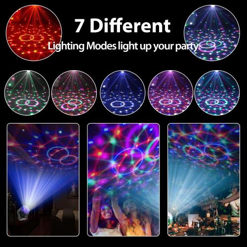 NEQUARE Disco Ball DJ Party Lights Sound Activated with Remote Control Strobe Lamp 7 Modes Stage Light for Home Room Dance Parties Karaoke Halloween Christmas Birthday Decorations[3-Pack]