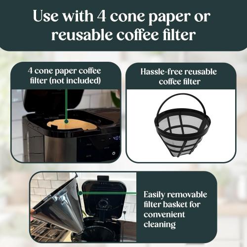 Black Deluxe 12-Cup Coffee Maker & Single Serve Brewer – Programmable, K-Cup Compatible, Adjustable Brew Size, Glass Carafe, Auto Shut-Off - Ideal for Home or Office