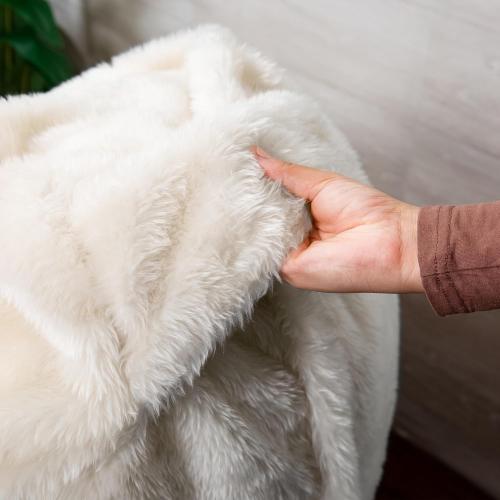 Big Joe Lotus Foam Filled Teardrop Bean Bag Chair with Removable Cover, Ivory Short Shag, Soft Faux Fur, 4 feet Big, Fuf Large Teardrop