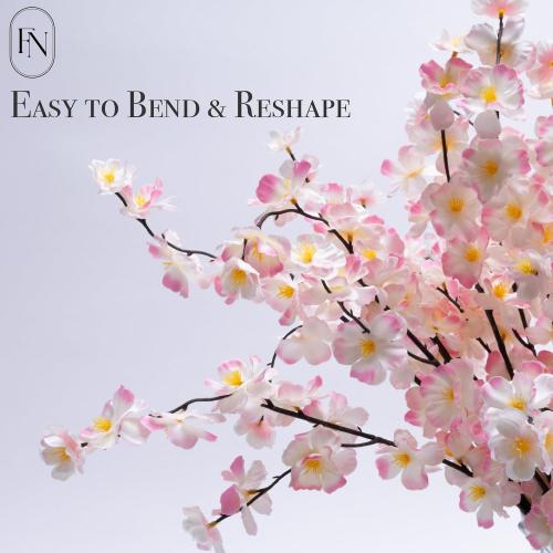 3 Pack Artificial Cherry Blossom Branches - 20 Inch Real Touch Silk Flowers with Bendable Stems for Vase, Wedding, Home Office Decor, Spring Floral, Party & Event Decor (Blush Pink Gradient)