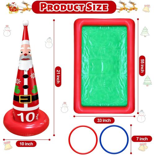 16 PCS Christmas Ring Toss Game Set for Kids Adults Santa Snowmen Elf Reindeer Nutcrackers Inflatable Christmas Games Family Toys for Home Xmas Carnival Party Supplies Favors Indoor Outdoor Decoration