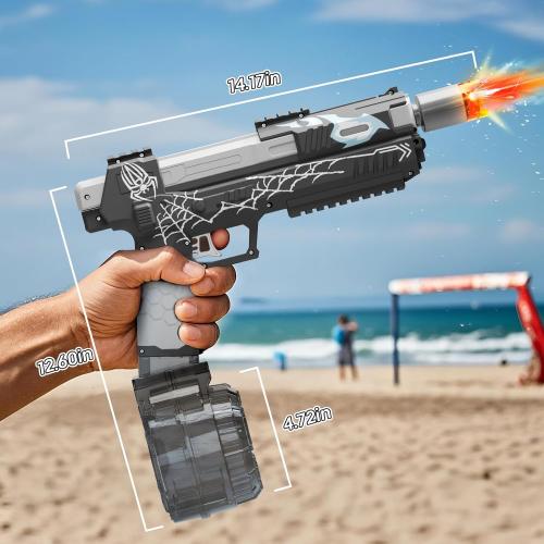 Electric Water Gun for Adults Kids, Automatic Squirt Gun with a Long Range of up to 26 Ft, LED Light Large Capacity IP7 Waterproof Fully Auto Water Gun(Black)