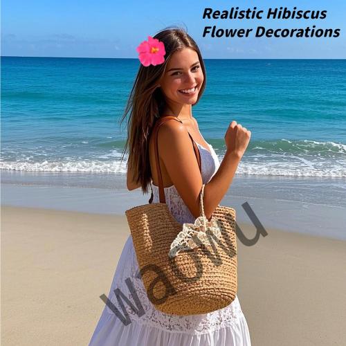 Hawaiian Hibiscus Flower Hair Clips for Women Girls - 6 Pcs Artificial Tropical Flower Hair Barrettes, Beach Vacation Party Hair Accessories