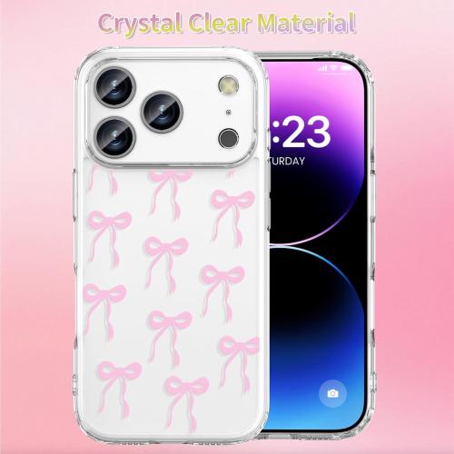 (clear pink) Case Compatible with iPhone 17 Pro 6.3 Inch with Screen Protector, Cute pink Clear Phone Cover for Women Girl｜Full Camera Protection｜Anti-Yellowing｜Shockproof & Anti-Scratch, Pink