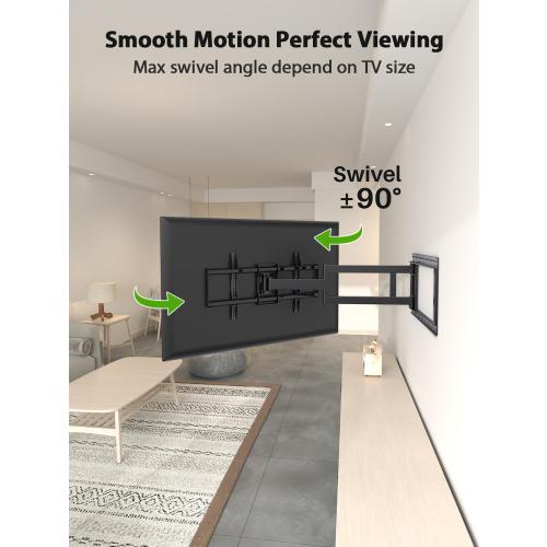 USX Mount Long Arm TV Wall Mount for Most 42-90 inch Television 40 Inch Extension Full Motion TV Mount，Wall Mount Bracket with 90°Swivel Up to 150lbs Fits 16” 18” 20” 24” Stud VESA 800x400mm
