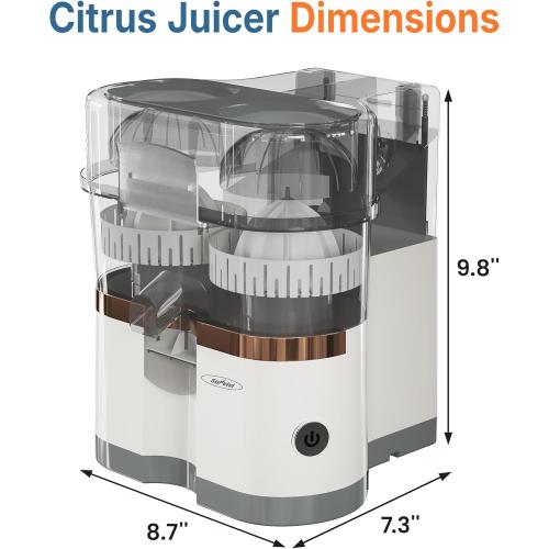Sunvivi Dual Head Electric Citrus Juicer, Plug-in Model Juicer Machine with Power Cord & Cleaning Brush, Portable Lemon Squeezer for Fresh Orange, Lemon, Lime, Kiwi, Grapefruit, Easy to Clean & Use
