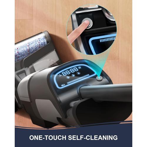 Stealth ECVP01 Cordless Wet Dry Vacuum Cleaner, Smart Vacuum Mop with Self-Cleaning Detachable Battery for Hard Floor Area Rugs Carpet, LCD Display, 30min Runtime, Voice Prompt