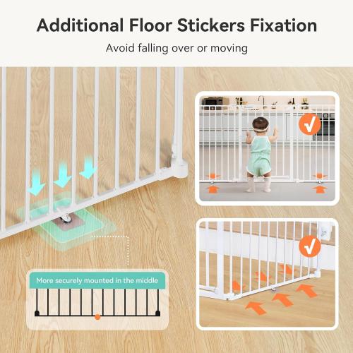 COMOMY 80 Extra Wide Baby Gate, Dog Gate for House Stairs Doorways Fireplace, Auto Close Pet Gate with Door Walk Through, 3 Metal Panels, Hardware Mounted Baby Fence Indoor Outdoor(30 Tall, White)