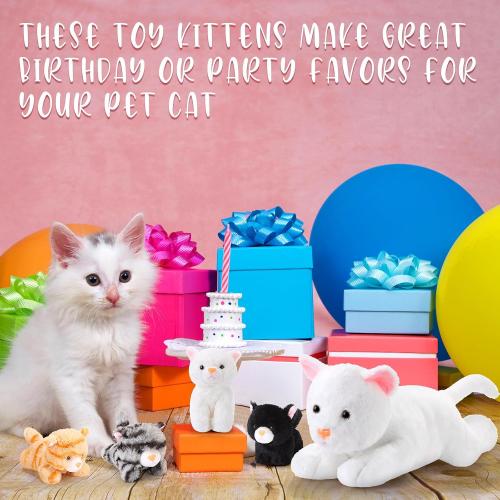 Skylety 5 Pieces Cat Stuffed Animal with Babies Inside,White | Pregnant Mommy Kitty Holds 4 Babies Inside Belly Zipper, Soft Plush Surprise Gift for Birthdays Christmas, Fluffy Toy Set