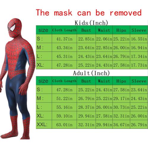 Size Large Color Red Halloween Superhero Cosplay Costume 3D Style Cosplay Spandex Jumpsuit Bodysuit Mask Suit