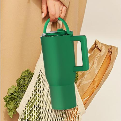 40 oz Tumbler with Flip Straw&LeakProof Lid|Built-in Straw&Handle|Stainless Steel&Rubber Base|Water Bottle Insulated Cup Travel Mug|BPA Free|Cranberry