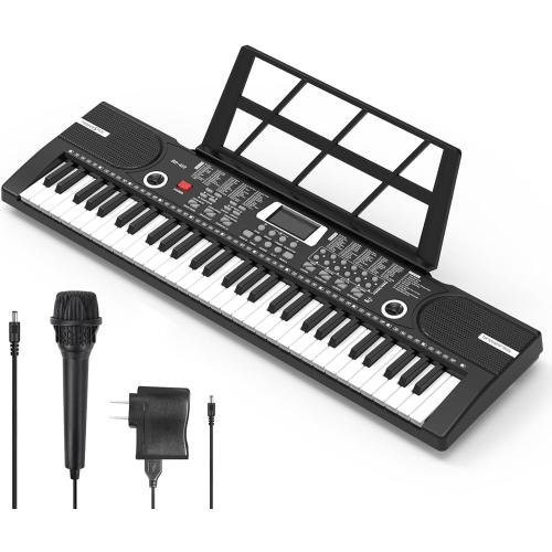 61 keys keyboard piano, Electronic Digital Piano with Built-In Speaker Microphone, Sheet Stand and Power Supply, Portable piano Keyboard Gift Teaching for Beginners