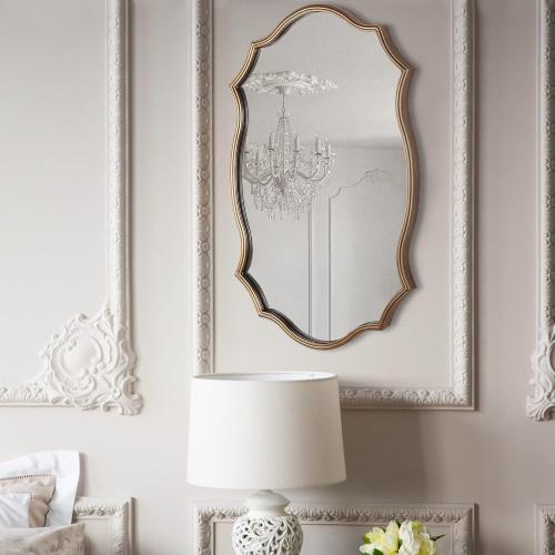 Wall Mirror in Vintage Golden, Decorative 20x30 Accent Vanity Mirrors, Wall Mounted Mirror Antique Brass Metal Frame for Living Room Bedroom Bathroom Entryway Stairway Kitchen