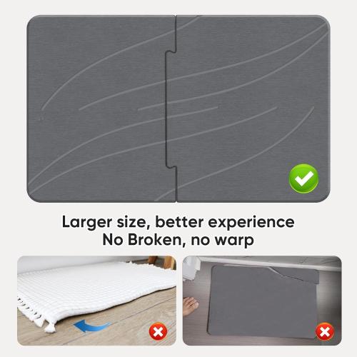 Jiloma 32 * 20 Stone Bath Mat Extra Large Diatomaceous Earth Non-Slip Shower Mat Quick Drying Diatomite Stone Mats for Bathroom Floor/Ktichen Counter Super Absorbent Natural Easy to Clean Grey