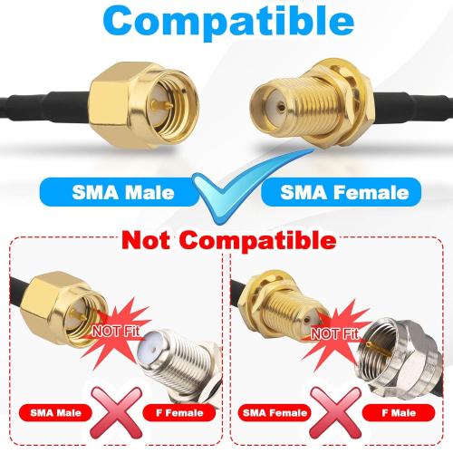 SMA Extension Cable 32.8ft 10m SMA Male to SMA Female RG58 Coaxial Cable 50 Ohm Low Loss, Two-Way Radio Pure Copper Cable for BaoFeng HT Kenwood Yaesu HF Radio Extending Device