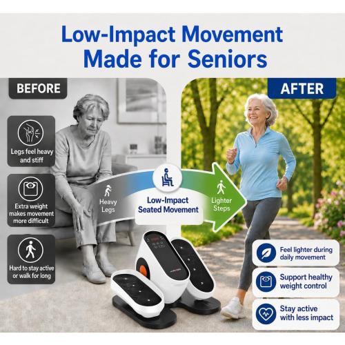 Under Desk Elliptical Machine, Electric Leg Exerciser While Sitting for Seniors with Remote Control, Whisper Quiet Motorized Seated Pedal Exerciser, Home Office Daily Use, No Assembly Required