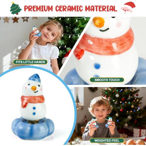 Christmas Stocking Stuffers Gift for Kids Grandkids, Christmas Snowman Ceramic Spinner Party Favors Funny Stress Relief Table Toy Festive Xmas Decor, Blue