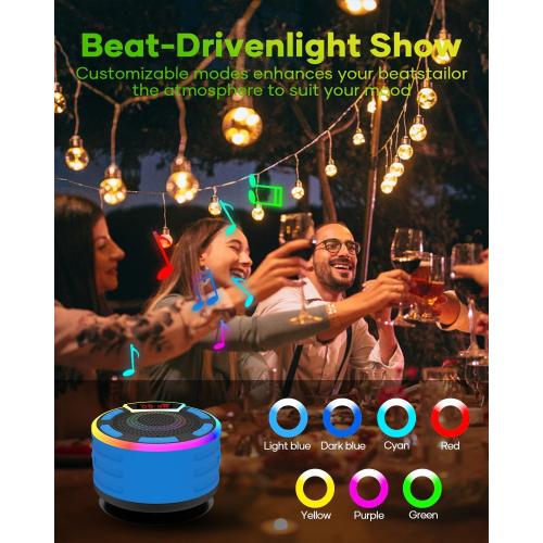 ssuowao Bluetooth Shower Speaker, IPX7 Waterproof Portable Speakers with LED Display, FM Radio, Suction Cup, Built-in Mic, Mini Speaker for Bathroom Travel Pool Beach