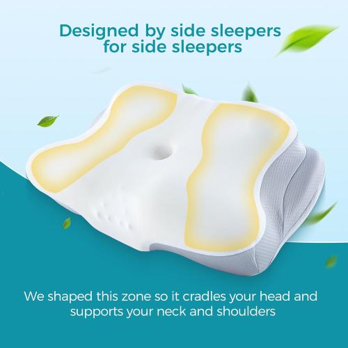 Sleep Apnea Pillow, Ergonomic Cervical Neck Pillow for Neck Pain Relief, Dual-Height Contour Memory Foam Pillow for Side Sleeper & Back Support with Massage Nodes, White