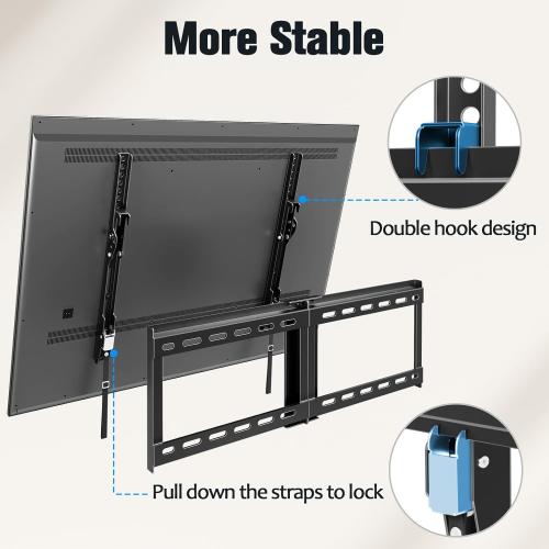 Mounting Dream UL Listed TV Mount for Most 37-75 Inch TV, Universal Tilt TV Wall Mount Fit 16, 18, 24 Stud with Loading Capacity 132lbs, Max Vesa 600 x 400mm, Low Profile Flat Wall Mount Bracket