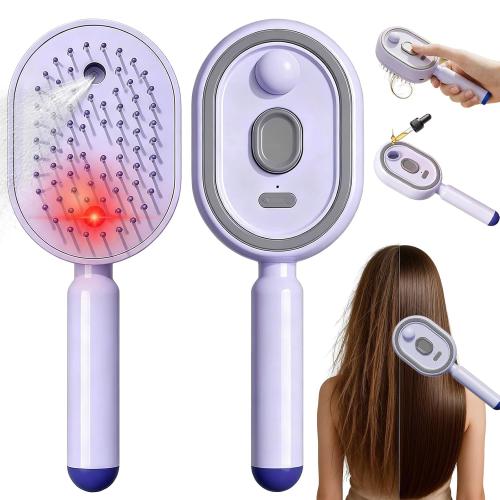 Electric Spray Air Cushion Massage Comb, 2026 Electric Spray Air Cushion Comb, 5-in-1 Detangling Hair Brush for Dry Frizzy Hair, Self-Cleaning Anti-Static Scalp Massager Care Brush for Women