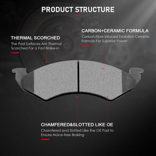 cciyu D820 Front Ceramic Brake Pads Kits 4pcs fit For 2000-2002 For Dodge Dakota,2000-2002 For Dodge For Durango