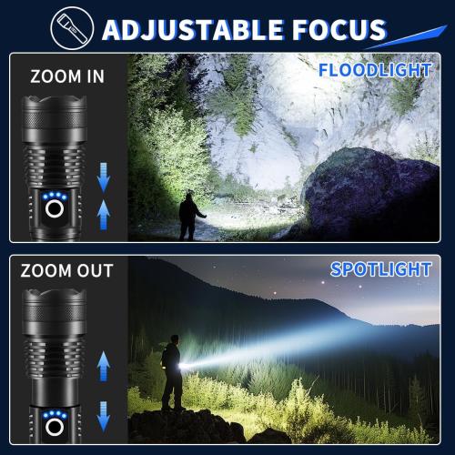 2 Pack Rechargeable Flashlights High Lumens, Super Bright Flashlight, 5Modes LED Flashlight Rechargeable, Adjustable Tactical Flashlights High Powered, Flash Lights for Emergency Camping Home