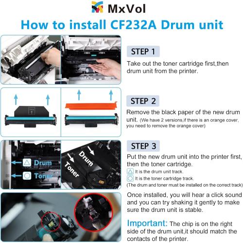 MxVol Compatible 32A CF232A Drum Unit Replacement for HP 32A CF232A Imaging Drum use for HP LaserJet Pro M227fdw M203dw M227fdn M118dw M148dw M148fdw Printer, 1-Pack (NO Toner)