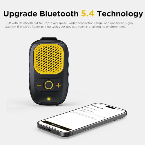 Wearable Bluetooth Speakers, Clip On Wireless Jobsite Speaker - Yellow