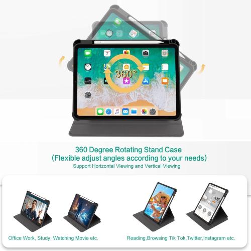 Rotating Case for iPad mini 5 2019/Mini 4 2015 (5th/4th 7.9 inch), Folding Smart Case Stand Shockproof TPU Cover with Pencil Holder Auto Sleep/Wake for Women Girl, Flower Hummingbird