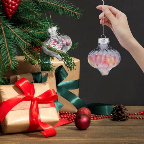 Garneck 8pcs Clear Plastic Christmas Balls: 4.3Inch Fillable Light Bulb Bottle Ornaments for Xmas Tree Hanging Empty Booze Balls with Screw Off Cap for DIY Craft, Holiday Party Home Decoration