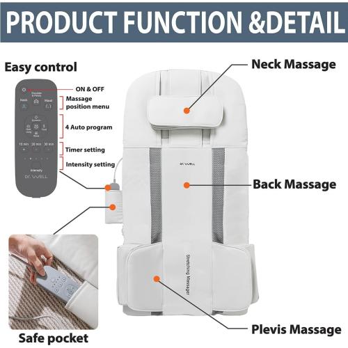 DR. WELL 2026 New, Full Body Stretching Massage Mat 3D Lumbar - Neck, Back, Waist, Hip Relaxation. 26 Powerful Air Cells, 7 Massage Modes & 5 Intensities Levels. Foldable & Portable Mattress.