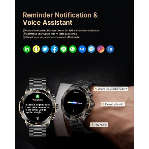 Smart Watch for Men Answer/Make Call for Android iPhone, 1.43 AMOLED HD Screen Mens Luxury Watch, 400mAh Heavy Duty Smartwatch Heart Rate Blood Oxygen Blood Pressure Sleep Monitor Pedometer, 2 Straps