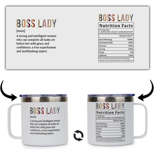 14 Oz Tumbler for Lady Boss, Inspirational Cup for Leader, Manager, Women Coworker – Birthday, Christmas, Boss Day Gift Idea