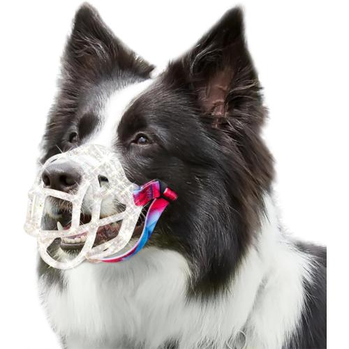 Dog Muzzle, Basket Muzzle Anti Biting Chewing, Sturdy Lightweight Allows Panting Drinking, for Small Medium Large Dogs, Suitable for Grooming Trimming Training (Transparent, Size5)