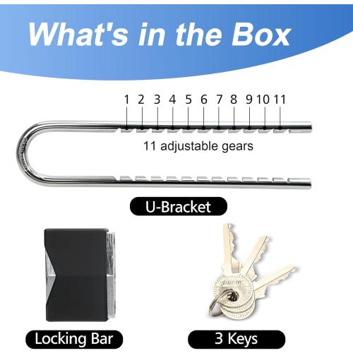 French Door Lock for Double Doors, Adjustable Double Door Lock for Home Security Prevent Kick Ins for Various Knob Width Door Security