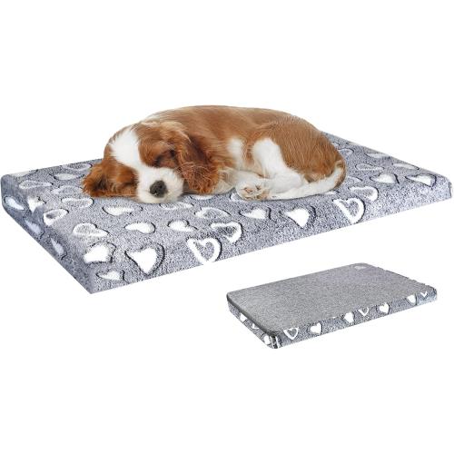 VANKEAN Reversible Cool and Warm Dog Bed Mat for Crates - Stylish Pad With Waterproof Inner Linings and Removable Machine Washable Cover, Firm Support for Small to XX-Large Dogs, Grey