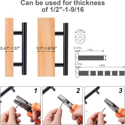10 Pack Cabinet Pulls Matte Black Stainless Cabinet Handles, for Kitchen and Bathroom Cabinets, 5 Inch Length, 3 Inch Hole Center