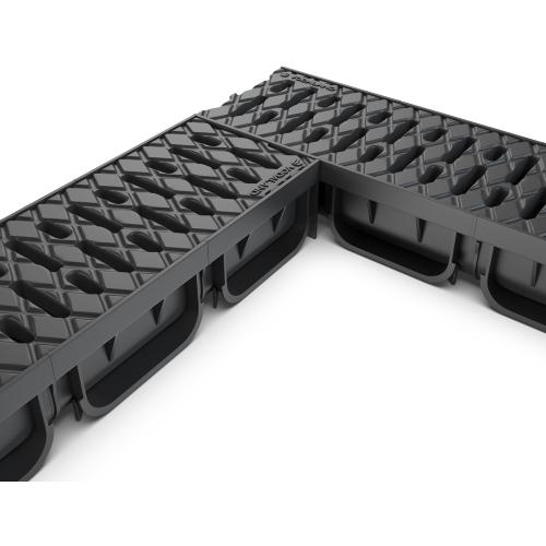 Vodaland - 4 Inch Trench Drain System with Grate - Black - Easy 2 (5 Pack)