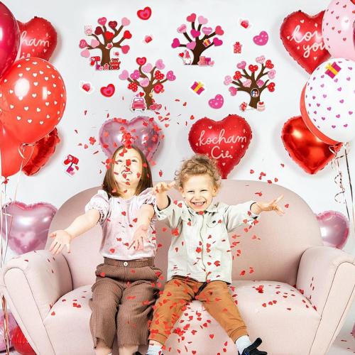 SULOLI 24 Pack DIY Love Heart Tree Craft, Valentine's Day Heart Tree Heart-Shaped Craft Kit for Valentine's Day Wedding Mother's Day Party Favor Supplies