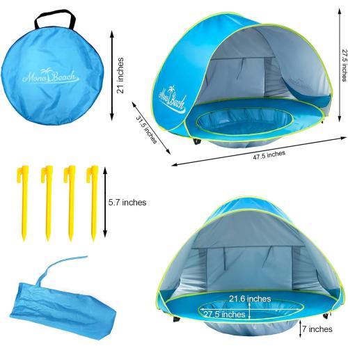 Monobeach Baby Beach Tent Pop Up Portable Shade Pool UV Protection Sun Shelter for Infant