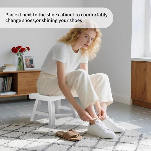 Wooden Step Stool fo Kids Handcrafted Solid Wood Stool with Chamfered Edges, 11 L x 7 H x 7.9 W - Multi-Functional Footrest, Small Step Stool with Anti-Slip Caps - Durable and Sturdy