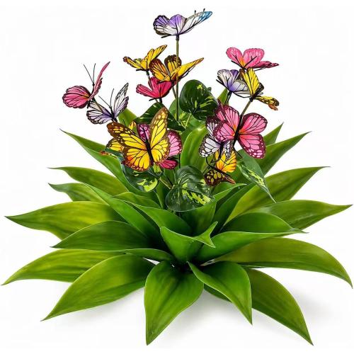 TOMBABY Artificial Agave Plants,30-inch Large UV Resistant Fake Succulents for Indoor/Outdoor Decor, Realistic Faux Agave Plant for Garden, Patio, Home Office (1, Butterfly)
