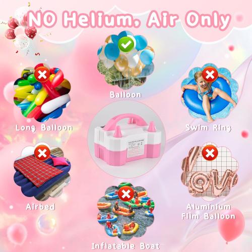 Electric Balloon Pump, Portable Electric Balloon Blower Machine Balloon Air Pump Dual Nozzle 110V 600W Balloon Inflator for Party Decorations