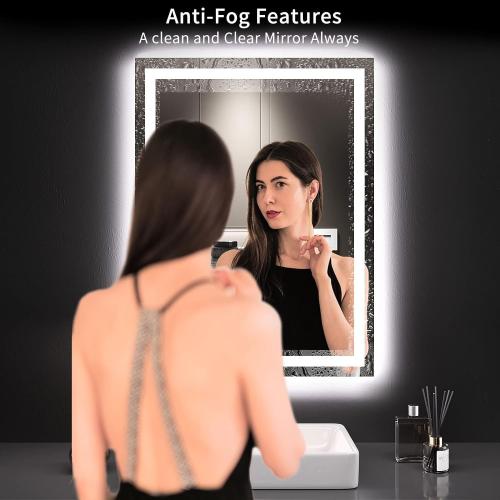 LOAAO 24X32 LED Bathroom Mirror with Lights, Anti-Fog, Dimmable, Backlit   Front Lit, Lighted Bathroom Vanity Mirror for Wall, Memory Function, Tempered Glass, Shatter-Proof, ETL Listed