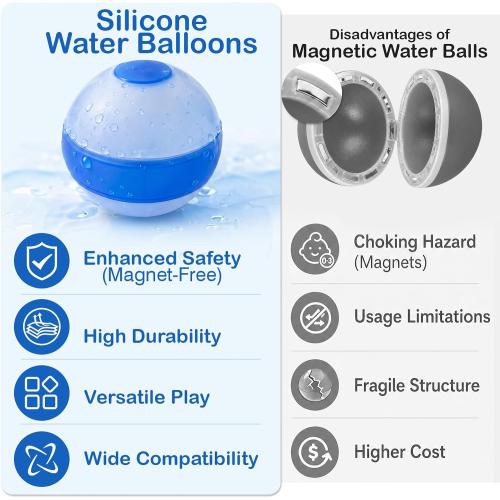 12 Pcs Reusable Water Balloons,Refillable Silicone Water