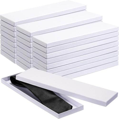 Shinylin 21 Pcs Gift Wrap Tie Boxes Valentines Men Women Sock Scarves Gifts Boxes with Lids 14 x 4.3 x 0.75'' Bulk Cardboard Paper Gift Box for Valentines Birthday Wedding Engagement (White)